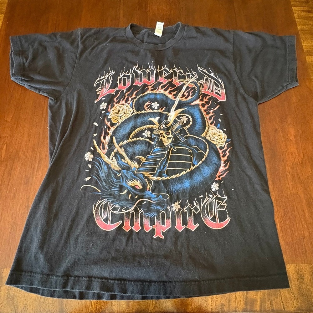 Lowered Empire Dragon Samurai Graphic T Shirt Large Black Streetwear Tee